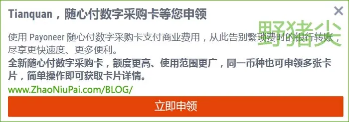 自助在Payoneer派安盈后台申请随心付虚拟卡