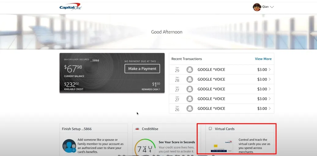 管理虚拟信用卡