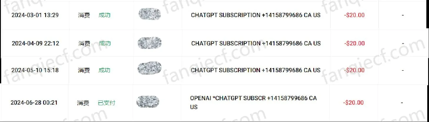 ChatGPT Plus订阅记录